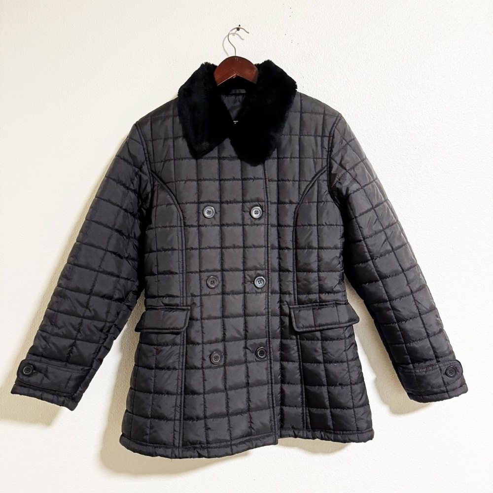 Vintage 80s Rainbow West Quilted Faux Fur Collar Jacket